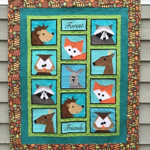 Forest Friends Paper Pieced Quilt / Table Runner Pattern in PDF, Quilt Pattern, Woodland Patterns, Animal Patterns, Quilt Block