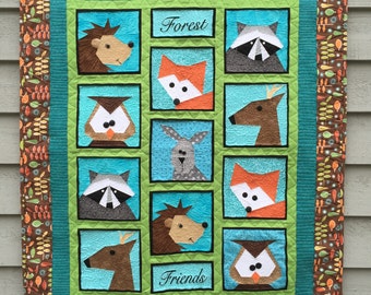 Forest Friends Quilt Pattern: Paper Pieced Woodland Animals (PDF)