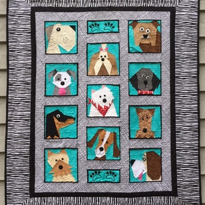 Dogs Only Paper Pieced Quilt Pattern in PDF image 1