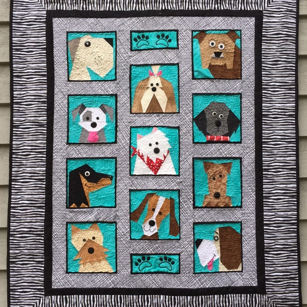 Dogs Only Paper Pieced Quilt Pattern in PDF