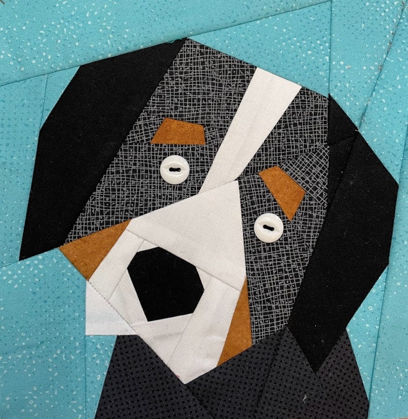 BERNESE MOUNTAIN DOG Paper Pieced Block Pattern in pdf, block pattern, foundation piecing, dog quilt block, made by marney, paper piecing image 1