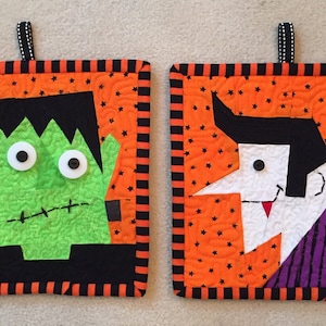 Count Dracula and Frankenstein FREE Paper Pieced Block Patterns in PDF