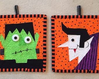 Count Dracula and Frankenstein FREE Paper Pieced Block Patterns in PDF