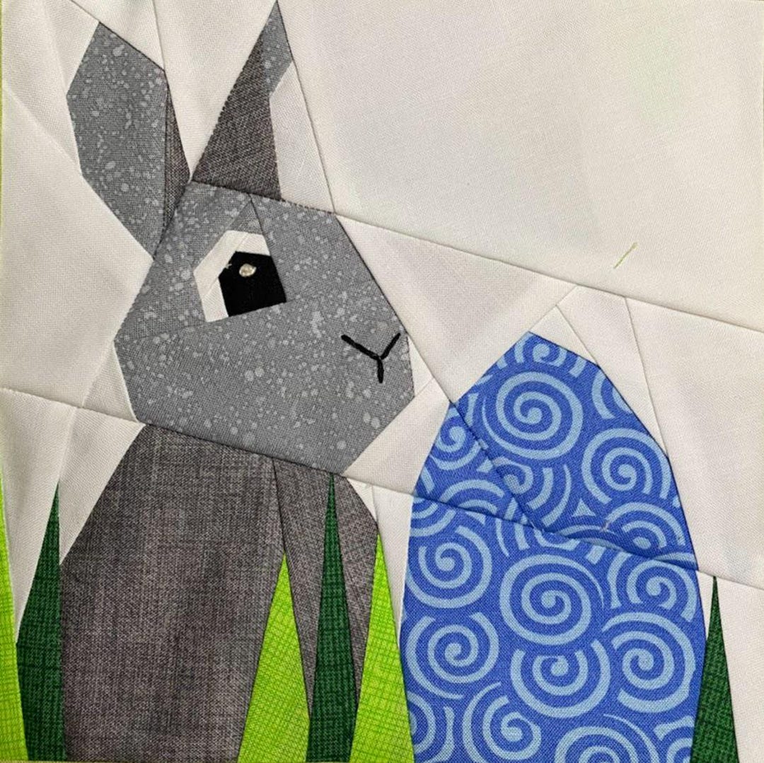 Paper Pieced Rabbit Pattern Bunny With Egg Paper Pieced Quilt Block Pattern (PDF Download) - Etsy