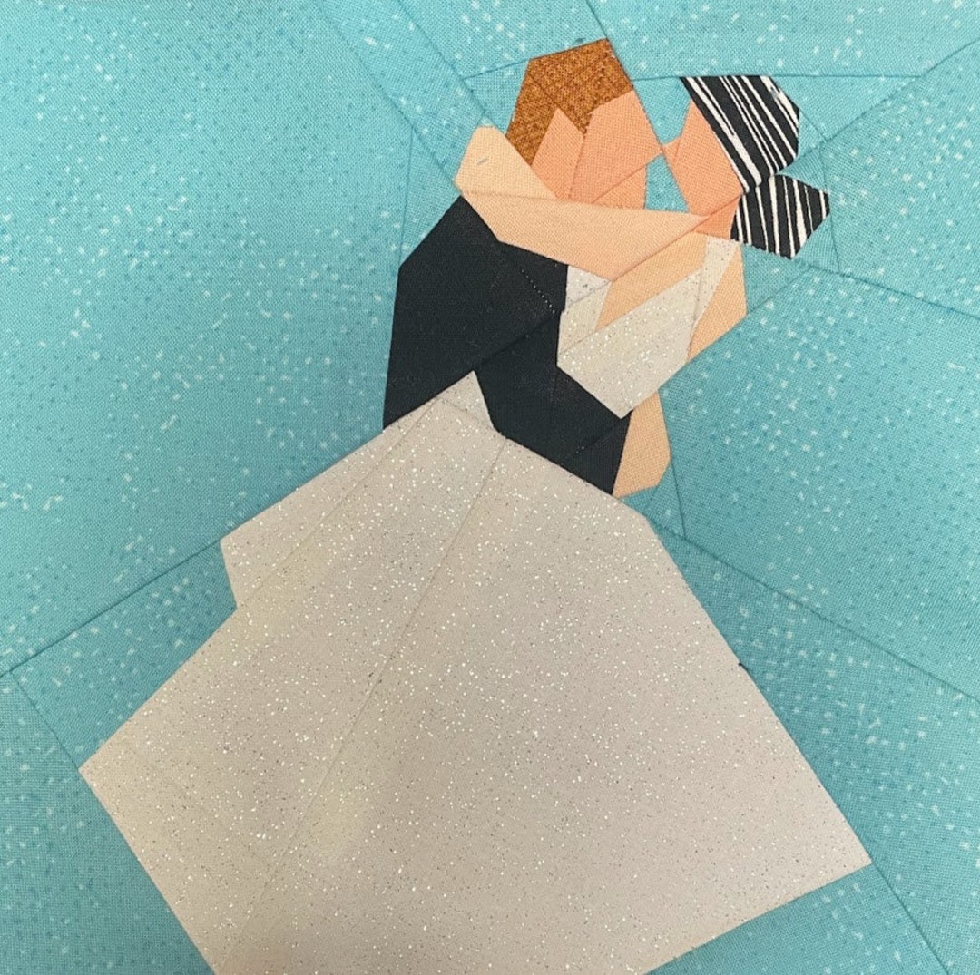 BRIDE and GROOM DANCING Paper Pieced Block Pattern in Pdf, Instant