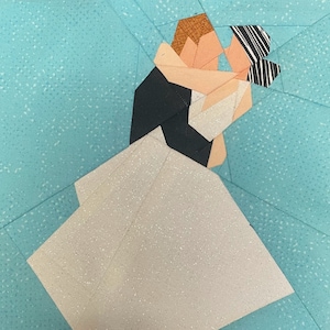 Bride and Groom Dancing Paper Pieced Block Pattern (PDF Download)