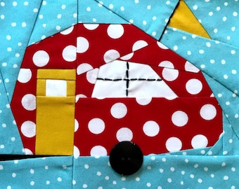 VINTAGE CAMPER Paper Piece Block Pattern in PDF