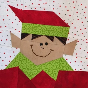 Ho, Ho, Ho Elf Paper Pieced Block Pattern in PDF