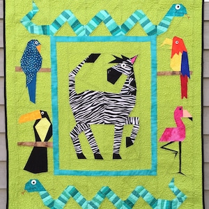 Paper Pieced Silly Safari Quilt Pattern in PDF