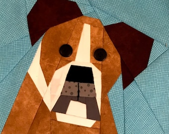Boxer Dog Quilt Block Pattern, Paper Pieced (PDF Pattern)
