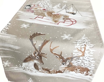 Winter Scene Table Runner with Deer