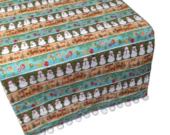 Christmas Table Runner, Holiday Table Runner, Snowman Table Runner