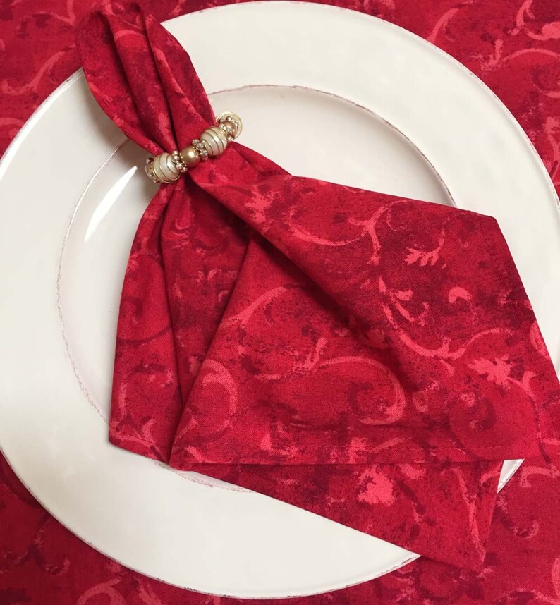 Christmas Tablecloth and Napkins, Holiday Tablecloth, Red Tablecloth image 4