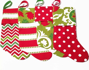 Modern Christmas Stockings, Contemporary Christmas Stockings, Red White and Green Stockings