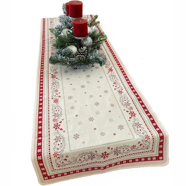French Jacquard Snowflake Table Runner