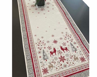 Christmas Table Runner, Jacquard Table Runner, French Table Runner