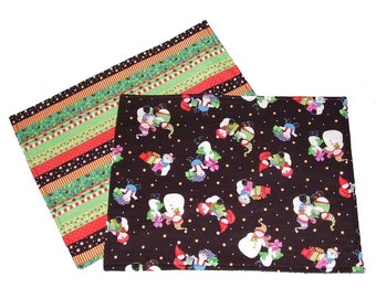 Snowmen Placemats, Reversible Christmas Placemats, Holiday Placemats