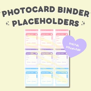 DIGITAL DOWNLOAD Kpop Photocard Binder Place Holders | (2.5x3.5 in) Photocard binders | collect book | kpop binder | binder fillers
