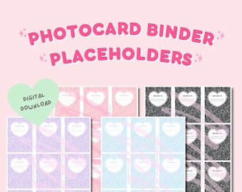 DIGITAL DOWNLOAD Kpop Photocard Binder Place Holders | (2.5x3.5 in) Photocard binders | collect book | kpop binder | binder fillers