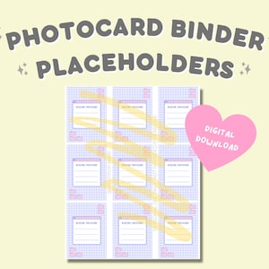 DIGITAL DOWNLOAD Kpop Photocard Binder Place Holders | (2.5x3.5 in) Photocard binders | collect book | kpop binder | binder fillers
