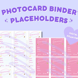 DIGITAL DOWNLOAD Kpop Photocard Binder Place Holders | (2.5x3.5 in) Photocard binders | collect book | kpop binder | binder fillers