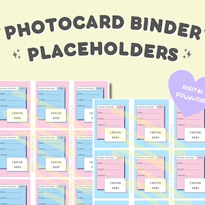 DIGITAL DOWNLOAD Kpop Photocard Binder Place Holders | (2.5x3.5 in) Photocard binders | collect book | kpop binder | binder fillers