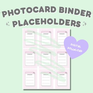 DIGITAL DOWNLOAD Kpop Photocard Binder Place Holders | (2.5x3.5 in) Photocard binders | collect book | kpop binder | binder fillers