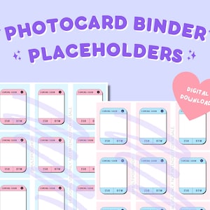 DIGITAL DOWNLOAD Kpop Photocard Binder Place Holders | (2.5x3.5 in) Photocard binders | collect book | kpop binder | binder fillers