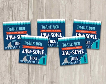 Shark Bite Favor Tags, Shark Birthday Favor Tags | Printable