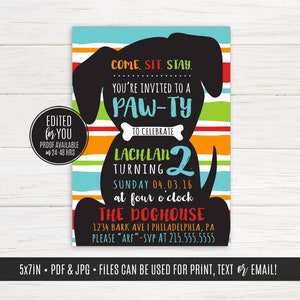 Puppy Pawty Einladung, Puppy Birthday Party Favor Tag | Digitale Datei
