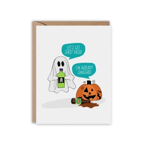 Halloween Card, Let&#39;s Get Sheet Faced, Happy Halloween, Funny Greeting Card