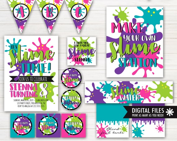 Print at Home: SLIME Birthday Party Kit, It's SLIME Time Birthday, Slime  Party Decor 