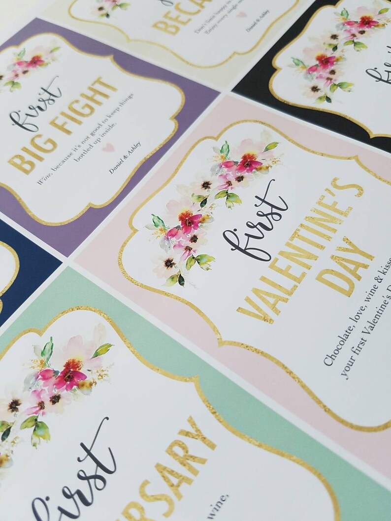 Wedding Wine Label Gift Set of 6 Marriage Moments Marriage Etsy