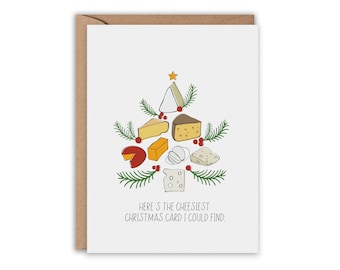 Cheesy Christmas Card, Cheesy Holiday, Cheese Lover Card, Funny Greeting Card