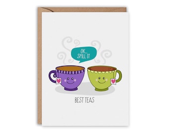 BEST TEAS, Bestie, Best Friends Card, Funny Greeting Card