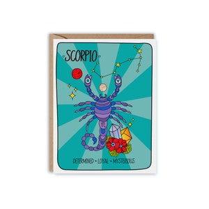 Scorpio Zodiac Birthday Card, Birthday Card