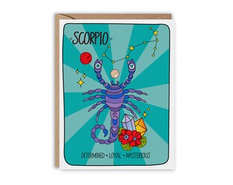 Scorpio Zodiac Birthday Card, Birthday Card