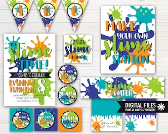 Print at Home: SLIME Birthday Party Kit, It's SLIME time Birthday, Slime Party Decor, |  Digital Files