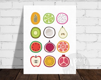 Fruit Slice Illustration, Kitchen Wall Decor | Home Decor Print