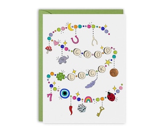 Good Luck Charm Card • Lucky Greeting Card • Sending Good Luck Card • Encouragement Card • Cute Pun Card