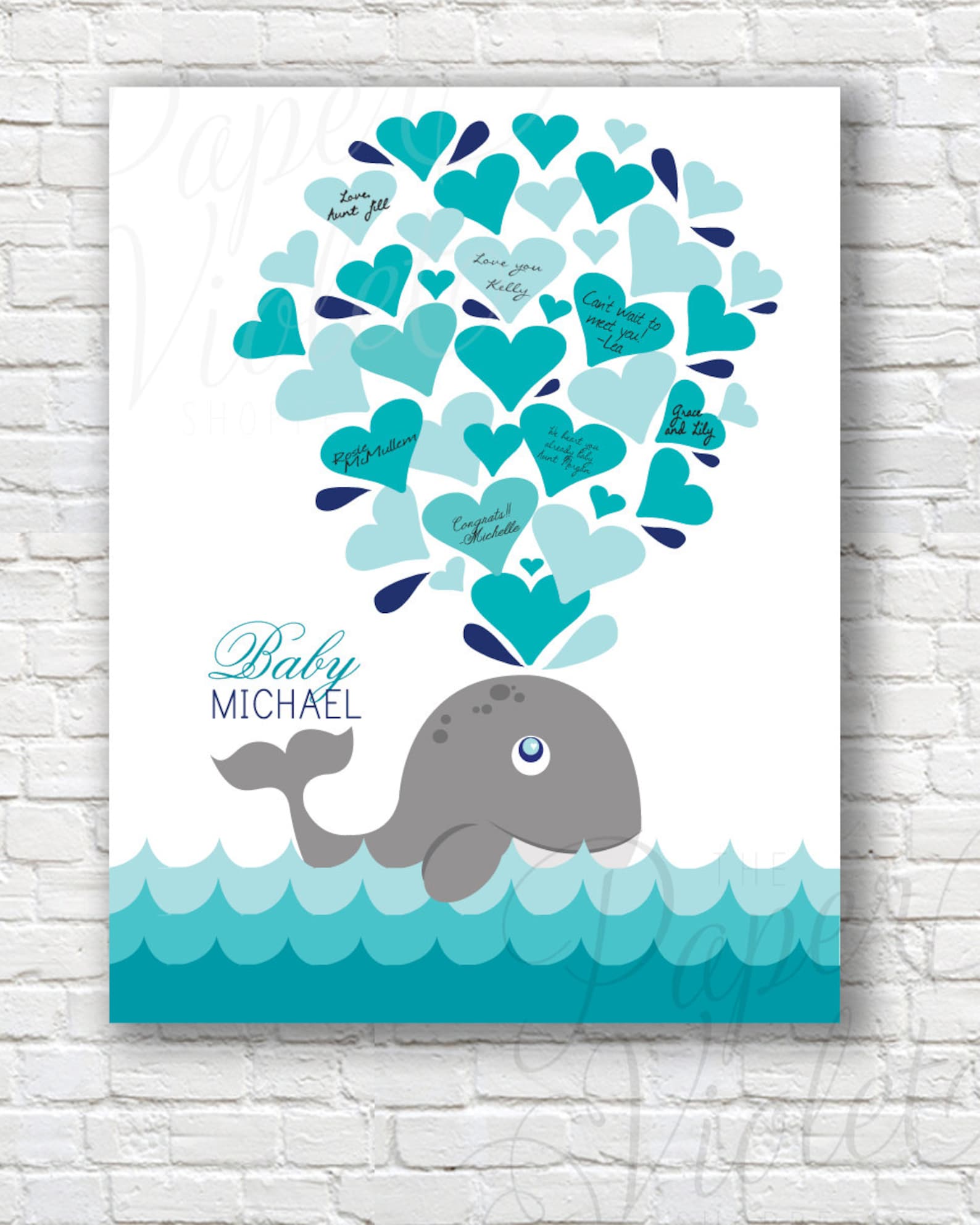 Printable Whale Guest Book Alternative Baby Shower Guests | Etsy