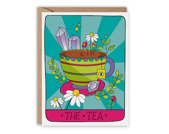Tarot Card The Tea Card, Friendship Greeting Card, Birthday Card