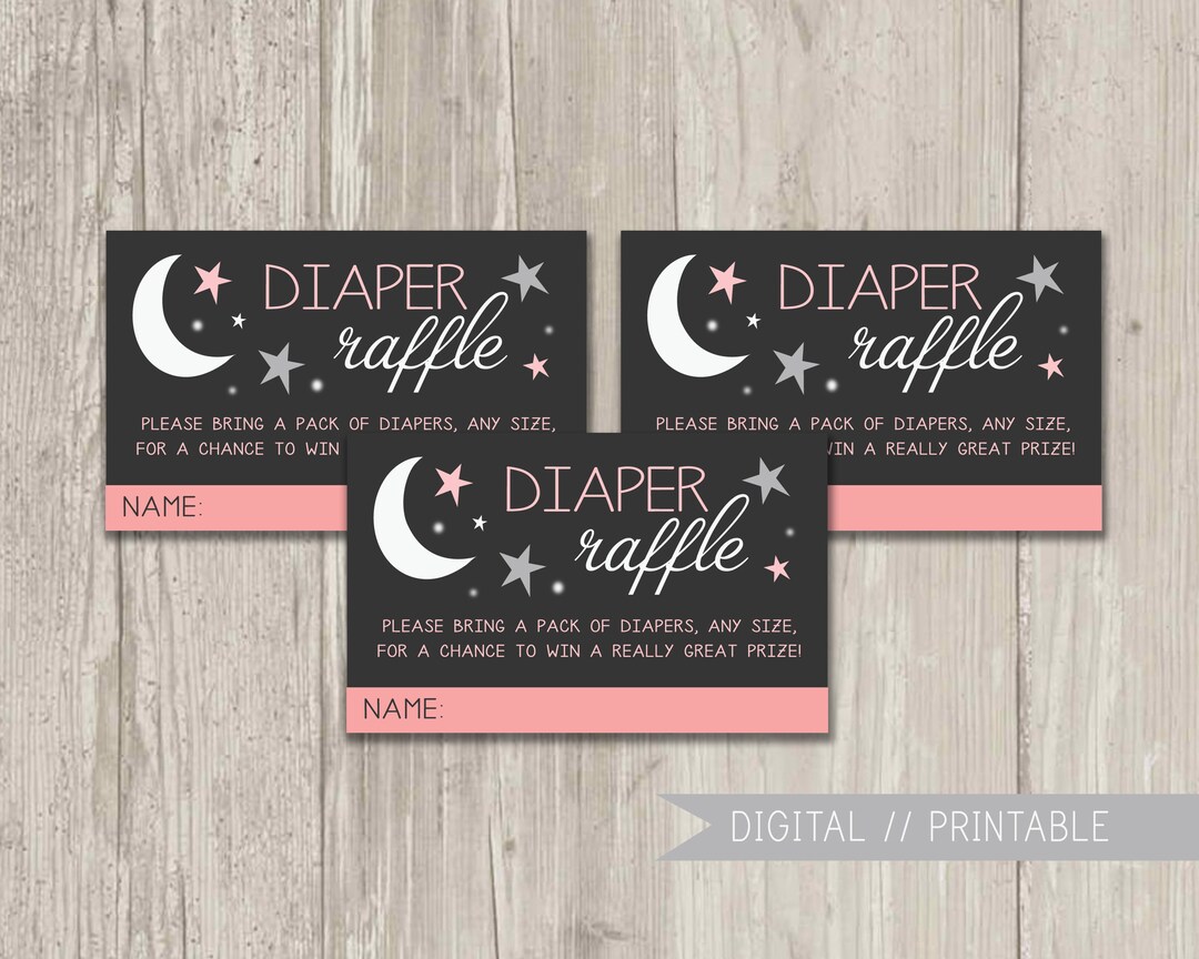 Moon and Stars Diaper Raffle, Moon and Stars Baby Shower, Twinkle Star ...
