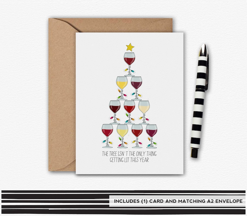 Wine Christmas Card, Wine Card, Christmas Card, Greeting Card, Holiday Card, Christmas, Funny Greeting Card Bild 1