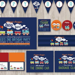 Chugga, Chugga Two Two Birthday Party Kit, Train Birthday, Train Party Decor, |  Digital Files, Print at Home