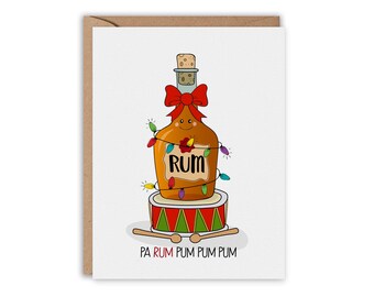 Pa RUM Pum Pum Pum, Christmas Greeting Card, Funny Greeting Card