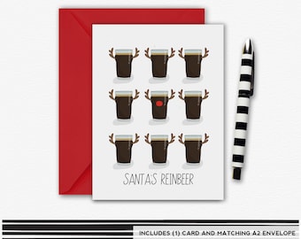 Santa's ReinBEER, Beer Card, Christmas Card, Greeting Card, Holiday Card, Christmas, Funny Greeting Card
