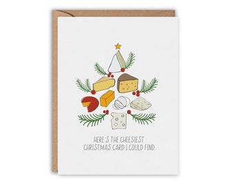 Cheesy Christmas Card, Cheesy Holiday, Cheese Lover Card, Funny Greeting Card