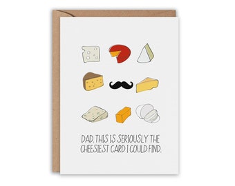 Cheesy Father's Day Card, Cheesy Mustache Card, Happy Father's Day, Funny Greeting Card