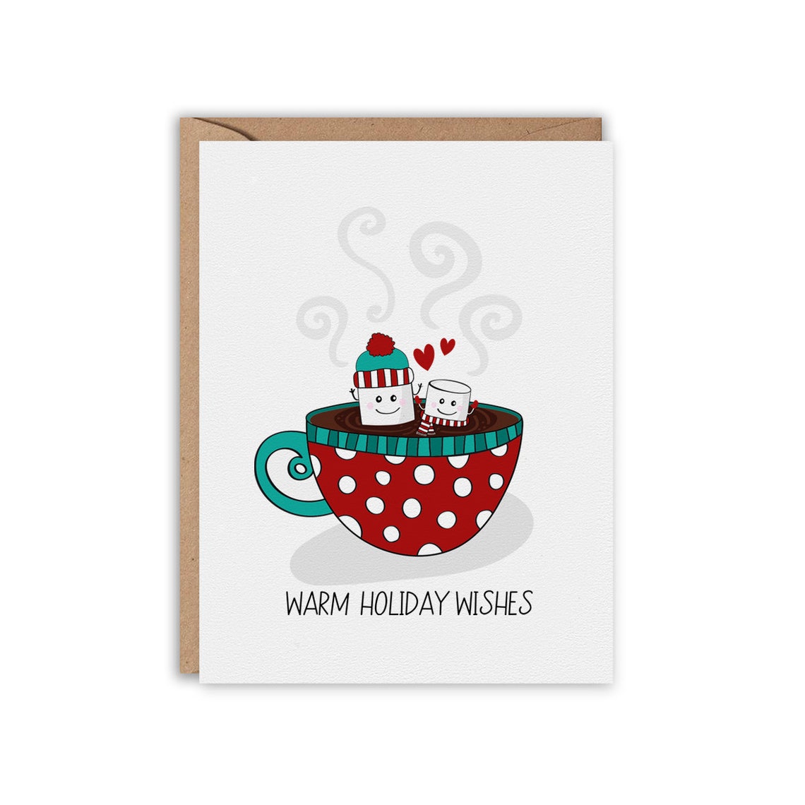 Warm Wishes Hot Chocolate Holiday Card Christmas Card Funny | Etsy